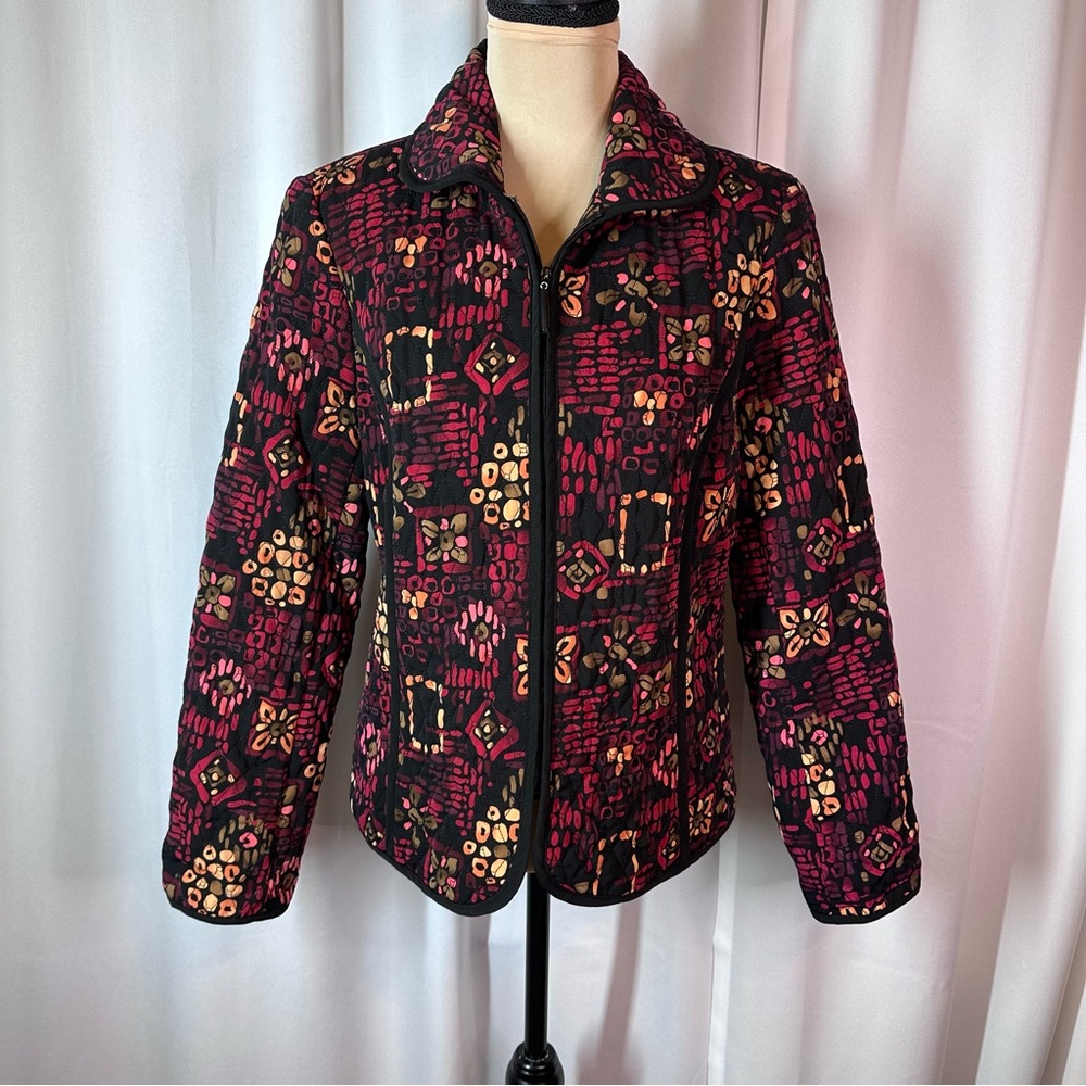 RQT Jacket Sz S Quilted Long Sleeve Zip Front Multicolor Lined Colorful NWOT